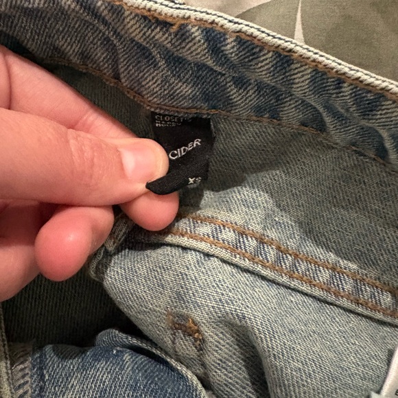 Cider Jeans Womens XS Wide Leg Mid Rise Bowknot Tie Cargo Jean Light Wash Blue - Picture 8 of 8